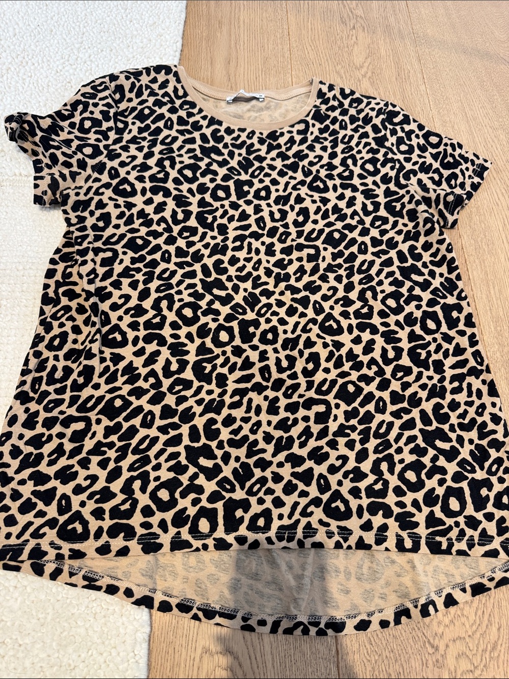Zara Leopard Print Short Sleeve Tee - Tan & Black